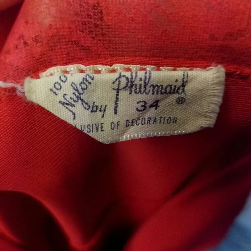 Vtg 50s Philmaid red full slip dress - Picture 8 of 8